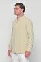HIDDEN BUTTON MAO SHIRT IN BEIGE